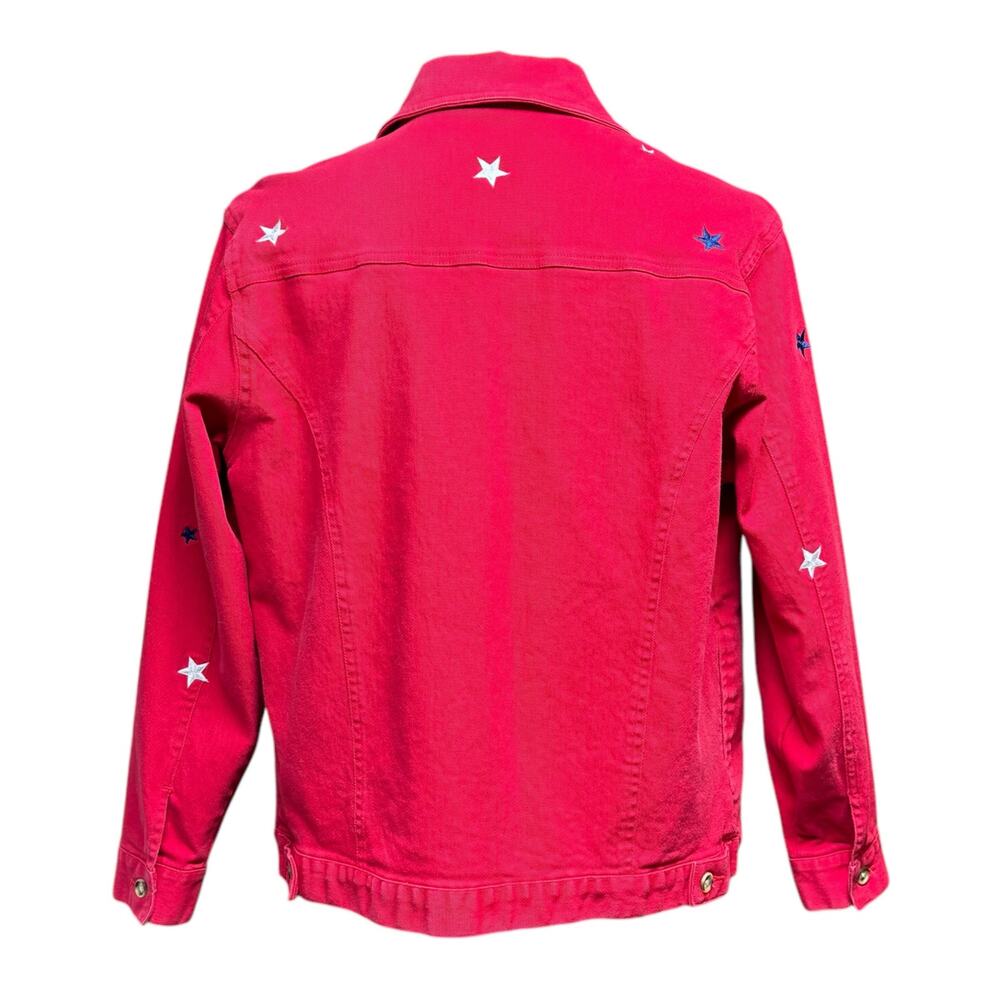 The Quacker Factory Denim Jacket Stars Rhinestones Red Small - Picture 4 of 8